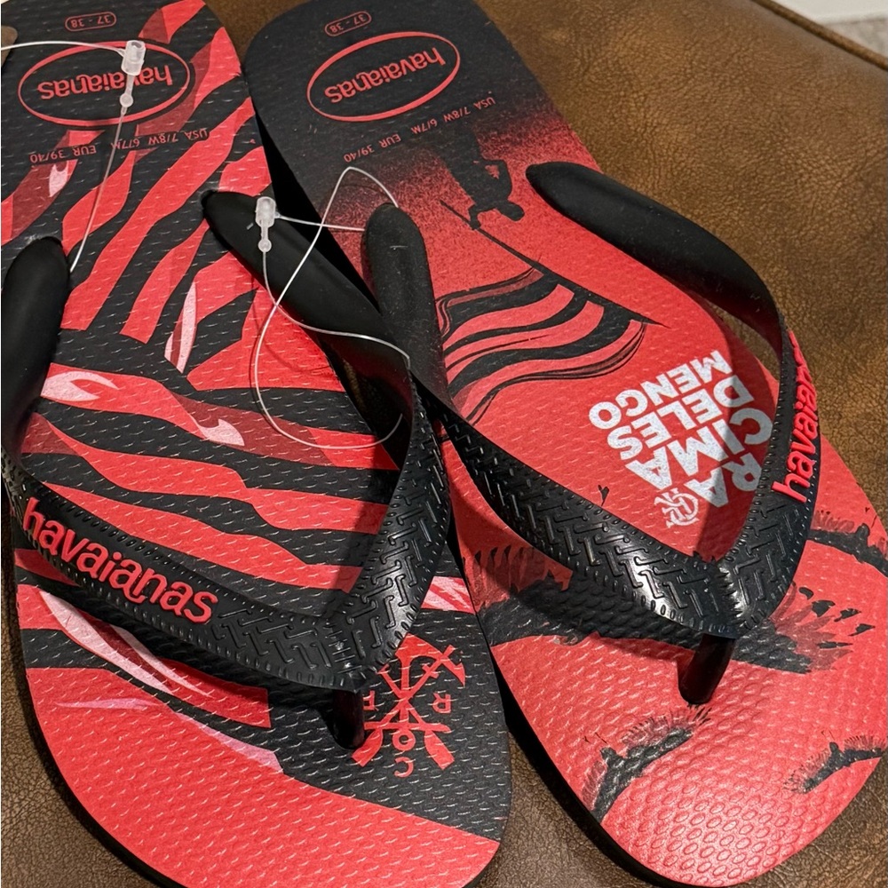 Havaianas Red and Black Flip Flops